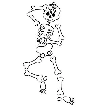 Funny cartoon dancing skeleton. Cute graphics for Halloween. Stock Illustration