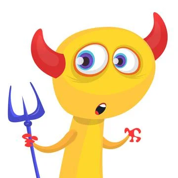 Funny cartoon devil with trident. Vector clipart Stock Illustration
