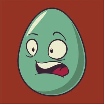 Funny cartoon Easter egg emoji icon. Cute emoticons Vector illustration. Isol Stock Illustration