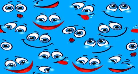 Funny cartoon face pattern graphic Stock Illustration
