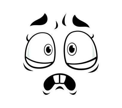 Funny cartoon face showing scared emotion Stock Illustration
