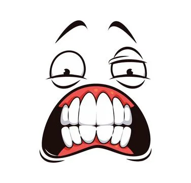 Funny cartoon face showing scared emotion Stock Illustration