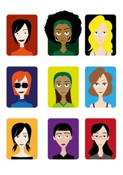 Funny cartoon faces Stock Illustration