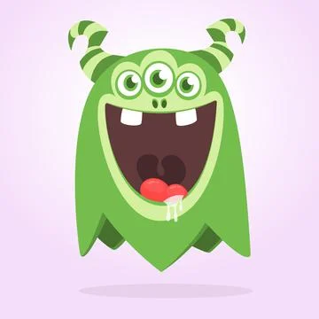 Funny cartoon flying monster. Vector illustration Stock Illustration