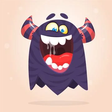 Funny cartoon flying monster. Vector illustration Stock Illustration