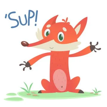 Funny cartoon fox. Vector illustration Stock Illustration