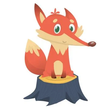 Funny cartoon fox. Vector illustration Stock Illustration