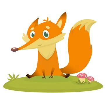 Funny cartoon fox. Vector illustration Stock Illustration