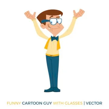 Funny cartoon guy flat Stock Illustration