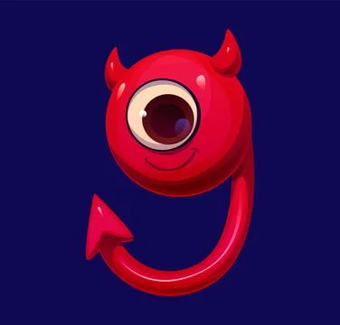 Funny cartoon Halloween devil font number nine Stock Illustration