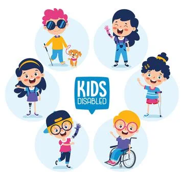 Funny Cartoon Handicapped Kid Posing Stock Illustration