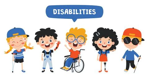 Funny Cartoon Handicapped Kid Posing Illustrazione stock