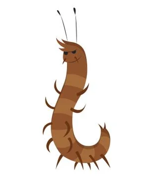 Funny cartoon insect isolated on white. Vector centipede character. Happy animal Illustrazione stock