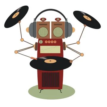 Funny cartoon jukebox isolated Stock Illustration