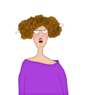Funny Cartoon Lady With a Startled Expression Stock-Illustration
