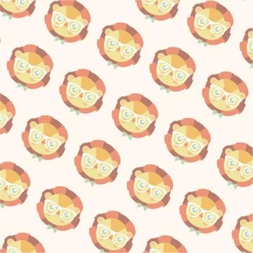 Funny cartoon lion vector pattern. Illustrazione stock