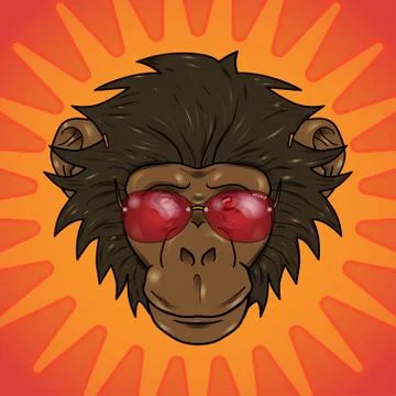 Funny cartoon  monkey with glasses Illustrazione stock