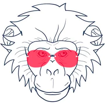 Funny cartoon  monkey with glasses Stock Illustration