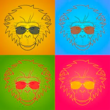 Funny cartoon  monkey with glasses Stock Illustration