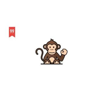 Funny cartoon monkey sitting illustration Stock Illustration