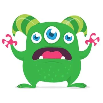 Funny cartoon monster creature. Vector monster illustration. Halloween design Stock Illustration