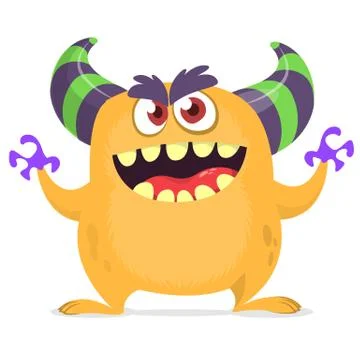 Funny cartoon monster creature. Vector monster illustration. Halloween design Stock Illustration