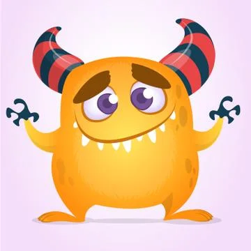 Funny cartoon monster creature. Vector monster illustration. Halloween design Stock Illustration