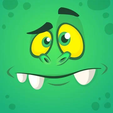 Funny cartoon monster face. Vector illustration Stock Illustration