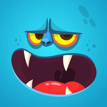 Funny cartoon monster face. Vector illustration Stock Illustration