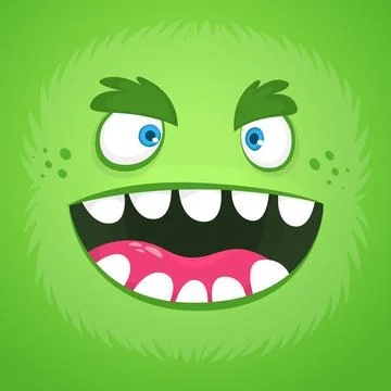 Funny cartoon monster face. Vector illustration Stock Illustration