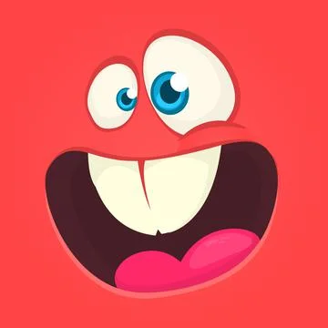 Funny cartoon monster face. Vector illustration Stock Illustration