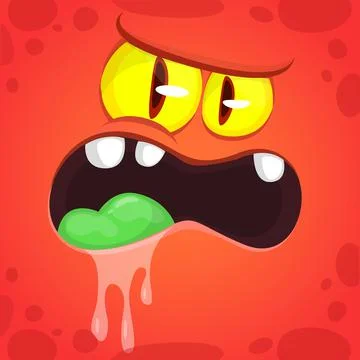 Funny cartoon monster face. Vector illustration Stock Illustration