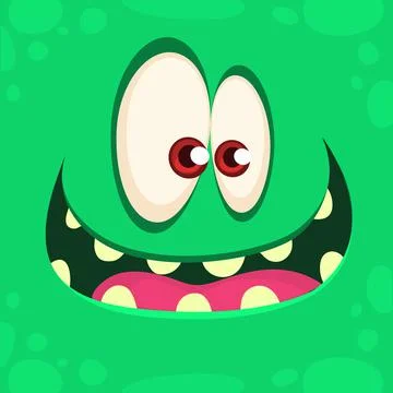Funny cartoon monster face. Vector illustration Stock Illustration