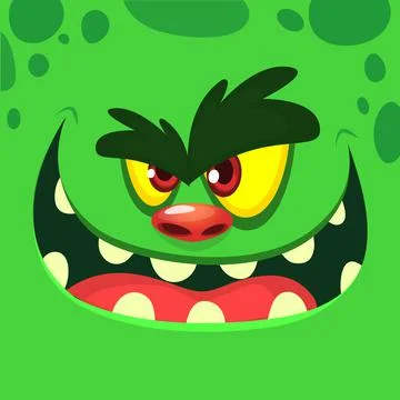 Funny cartoon monster face. Vector illustration Stock Illustration