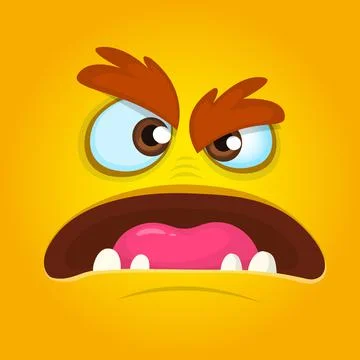 Funny cartoon monster face. Vector illustration Stock Illustration
