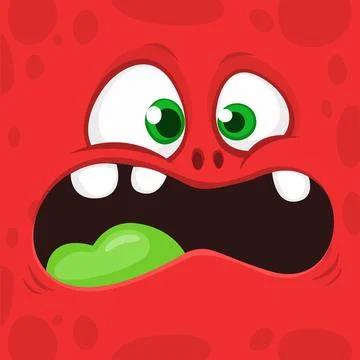 Funny cartoon monster face. Vector illustration Stock Illustration