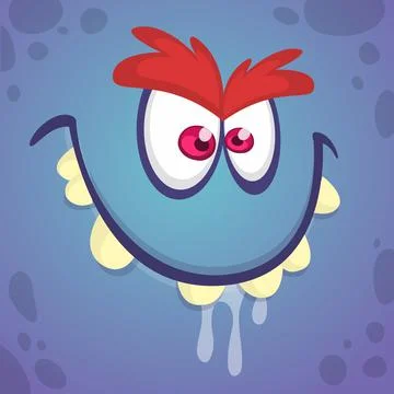 Funny cartoon monster face. Vector illustration Stock Illustration
