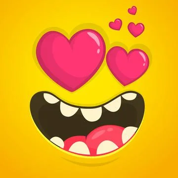 Funny cartoon monster face. Vector illustration Stock Illustration