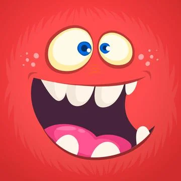 Funny cartoon monster face. Vector illustration Stock Illustration