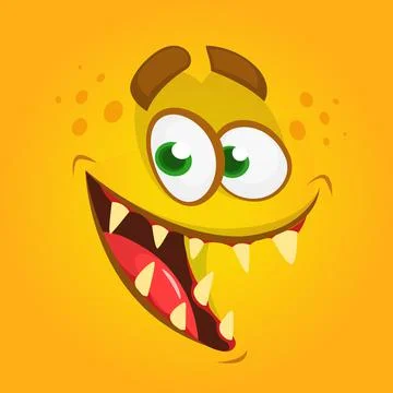 Funny cartoon monster face. Vector illustration Stock Illustration