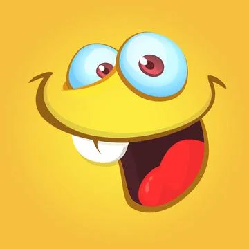 Funny cartoon monster face. Vector illustration Stock Illustration