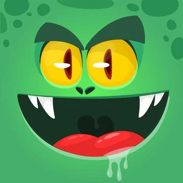Funny cartoon monster face. Vector illustration Stock Illustration