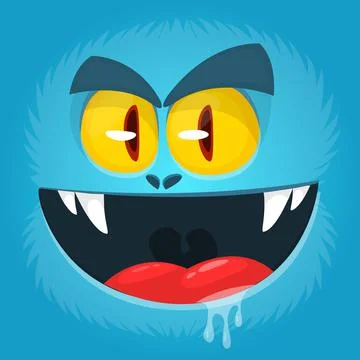Funny cartoon monster face. Vector illustration Stock Illustration