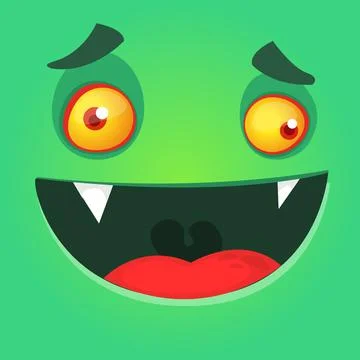Funny cartoon monster face. Vector illustration Stock Illustration