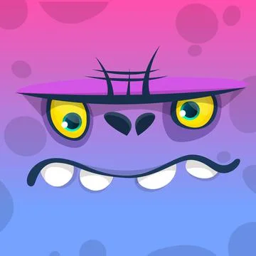 Funny cartoon monster face. Vector illustration Stock Illustration