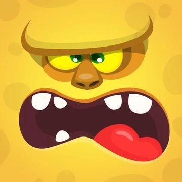 Funny cartoon monster face. Vector illustration Illustrazione stock