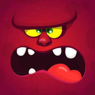 Funny cartoon monster face. Vector illustration Stock Illustration