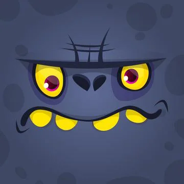 Funny cartoon monster face. Vector illustration Stock Illustration