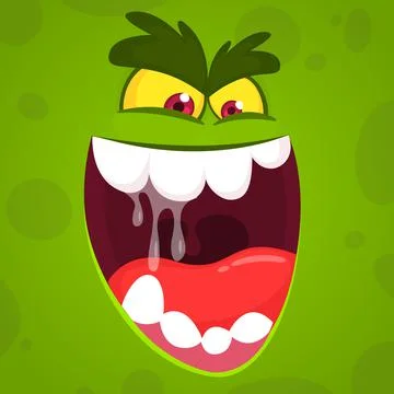 Funny cartoon monster face. Vector illustration Stock Illustration