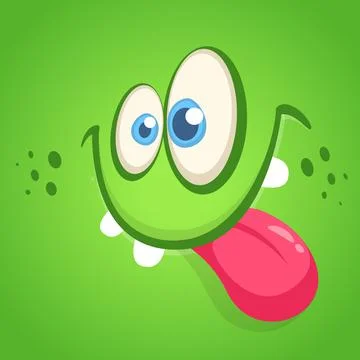 Funny cartoon monster face. Vector illustration Stock Illustration